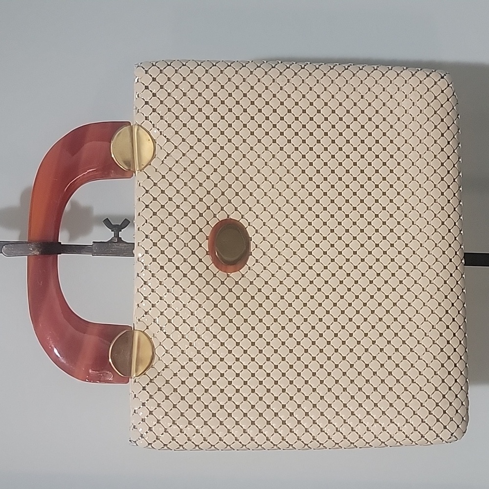 Vtg. WHITING & DAVIS MESH PURSE w/ Tortoise Lucite Handles